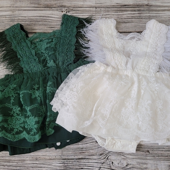 Baby Girl Christmas Dress Green White Fringe Sleeve Christmas Dress NWT - Picture 13 of 15